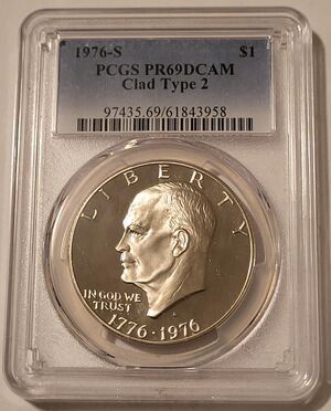 1976 S Clad Eisenhower Bicentennial Dollar Type 2 Proof PR69 DCAM PCGS